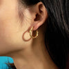 Stainless Steel Plated with Gold Plated Twist Hoop Earrings for Women, Simple Ear Ring Jewelry - Image 2