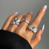3Pcs Vintage Irregular Pleated Open Ring for Women Men Vintage Punk Liquid Metal Style Finger Y2K Accessories Jewelry - Image 1