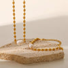 316L Stainless Steel Vintage Fake Round Pearl Beads Chain Necklace Bracelet Single Pearl Pendant Jewelry Set for Party - Image 3