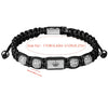 Men's Adjustable Black Braided Crown Design Bracelet with Sparkling Synthetic Zirconia Stones Elegant GoldenTone Rectangular - Image 3