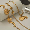 Sunshine Beach Ocean Bracelet Gold Plated Stainless Sun Star Moon Steel Pendant Bracelet Set Women's Jewelry Summer - Image 6