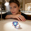 Big Triangle Colorful Zircon Ring for Women Rose Gold Color Wedding Accessories Daily Jewelry - Image 3