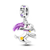 Silver Capricorn Zodiac Goat Charm Purple Enamel Star Sign Dangle Bead Fit Bracelets Astrology Women Jewelry Gift - Image 1