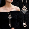 Vintage Geometric Crystal Necklace Pendant For Women Sweater Chain Long Necklace Girl Collar Jewelry - Image 12