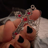 Y2K Punk Crystal Big Cross Pendant Necklaces for Women Men Gothic Irregular Cross Clavicle Chain Necklaces Aesthetic Jewelry - Image 3