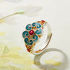 Silver Open Finger Ring Golden Enamel Donut Dazzling Geometric Punk For Women Jewelry Gift - Image 46