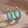 Turquoise Hoop Earrings for Women Temperament Gold Color Plated Micro-Intact Blue Zircon Party Ear Accessories - Image 4
