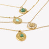 Marble Sun Pattern Round Mini Turquoise Eye Retro Round Coin Rectangular Snake Chain Freshwater Pearl Necklace - Image 3