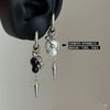 Titanium Steel Pearl Rivets Pendant Earrings For Women Men Street Punk Irregular Long Hoop earrings Hip Pop Accessories - Image 1