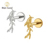 Titanium Koi Fish Cartilage Earring Tiny Tragus Stud Helix Conch Flatback Piercing 16G Animal Body Jewelry - Image 1