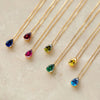 Stainless Steel Teardrop Pendant Necklace with Colorful Stone Details - Image 26