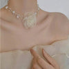 Imitation Pearl Choker Necklace with Lace-Up Bow Detail - Image 5