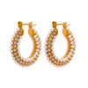 Stainless Steel Imitation Pearls Hoop Huggie Earrings Romantic Elegant Charm Chic Jewelry - Image 8