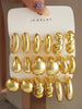 18 Pcs/Set Large C-Shape Teardrop Hoop Earrings for Women Gold Color Exaggerated Twist Earring Daily Wear Jewelry Gifts - Image 1
