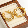 Greatera Chunky Bamboo Shaped Hoop Earrings Stainless Steel Gold Plated Geometric Earrings Statement Jewelry - Image 5
