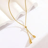 Water Drop Tassel Y Necklace Adjustable in Stainless Steel - Image 5