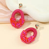 Oval Half String Half Beads Drop Earrings for Women Handmade Crystal Beads Earrings Big Long Earrings Jewelry - Image 12
