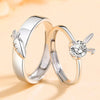 Sweet Cute Rabbit Carrot Couples Rings White/Pink Crystal Bunny Silver Color Adjustable Open Lovers Ring For Women Gift - Image 1