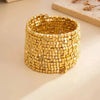 Layered Wide Bangle Bracelet with Acrylic Bead Accents - Image 4