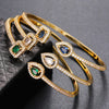 Green/White/Blue Cubic Zirconia Cuff Bracelet Bangle for Women Good Quality Female Hand Jewelry - Image 3