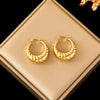 316L Stainless Steel Gold Color Twist Hoop Earrings For Women Holiday Gift Ear Buckle Jewelry - Image 15