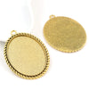 5pcs 30x40mm Inner Size Antique Silver Plated Bronze And Black Simple Style Cabochon Base Setting Pendant - Image 5