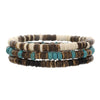 Coconut Wood Bead Stretch Bracelet with Blue and Multicolor Accents - Image 14