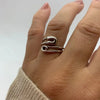 Boho Elegant Style, Christmas Holiday Gift Jewelry Adjustable Safety Pin Wrap Bypass Statement Ring - Image 4