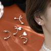 2pcs Stainless Steel Spiral Twisted Stud Earrings, Lip Piercing Heart Star Cartilage Tragus Helix Ear Piercing Jewelry Gifts - Image 1