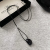 Retro Oval Sweater Chain Adjustable Drawable Black Rope Women Necklace Collarbone Chain Women - Image 10