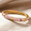 Multicolor Enamel Flower Cuff Bracelet in Gold-Tone - Image 8