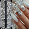 12 Grids Silvery Flat Bottom Rhinestone Nail Charms Shiny Crystal Diamond Sequins for Nails Suitable for Wedding Party Decor - Image 3