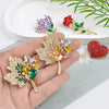 Zircon Maple Leaf Brooches for Women Rhinestone Plant Corsage Dress Jacket Accessories Party Jewelry - Image 4
