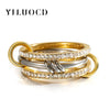 Stainless Steel Cubic Zirconia Stackable Rings for Women GoldPlating Multi-Link Connected Statement Ring Stack Jewelry - Image 9