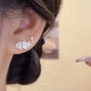 Flower Leaves Stud Earrings For Women Girls Korean Rhinestone Crystal Stud Earrings For Party Banquet Jewelry Gift - Image 3
