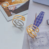 Minimalist Two tone Paper Clip Double layer Hollow Ring Stainless Steel Geometric Stackable Ring Women's Accessories Part - Image 4