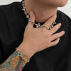 Boho Colorful Crystal Chain Necklace Bracelet for Men Creative Adjustable Link Couple Jewelry Set - Image 3