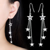 Charming Silver/Gold/Rose Tassel Star Earrings, Women's Wedding Party Jewelry - Image 1