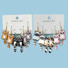 3 Pairs Fun and Cute Enamel Alloy Hanging Tail Cat Dangle Earrings Colored Cat Ear Jewelry Set Lovely Gift For Women Girls - Image 1
