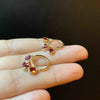 Vintage style red gemstone circular tassel earrings for women creative charm stud earings banquets light wear jewelry - Image 2