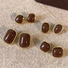 Coffee women earrings simple square geometric pattern jewelry birthday party gifts - Image 1