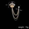Rhinestone Crown Brooch Pin Tassel Lapel Pins Suit Shirt Collar Badge Corsage Brooches for Men Jewelry Accessories - Image 2