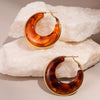 Stainless Steel Acrylici Resin Hoop Earrings for Women Classic Brown Pink Color Earrings Party Jewelry - Image 6