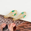 2pcs Stainless Steel Green Crystal Zirconia Snake Hoop Earrings for Women Punk Hip-hop Chic Animal Party Jewelry - Image 1