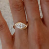 Marquise Cut Engagement Ring Silver Bypass Solitaire Diamond Wedding Ring for Women - Image 1