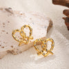Lovely Knotted Heart Shape Stud Earrings for Women Girls Cute Gold Plated CZ Zirconia Bowknot Tiny Earrings Sweet Jewelry - Image 4