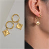 Gold Plated Vintage Wedding Couple Jewelry Earrings Stainless Steel Geometric Heart-shaped Pendant Earrings for Women Gifts - Image 2