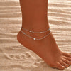 Layered Anklet Set for Women Girls, Stainless Steel Heart Beads Double Chain Foot Jewelry, Adjustable Summer Beach Gift - Image 7