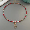 Christmas Necklaces for Women Girls Handmade Rice Beads X'mas Tree Santa Claus Snowman Gift Necklace Pendant Year Jewelry - Image 9