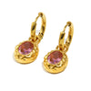 Colorful Zircon Stone Hoop Earring Hammered Pattern Oval Earrings Stainless Steel Gold Plated For Women's Gift - Image 7